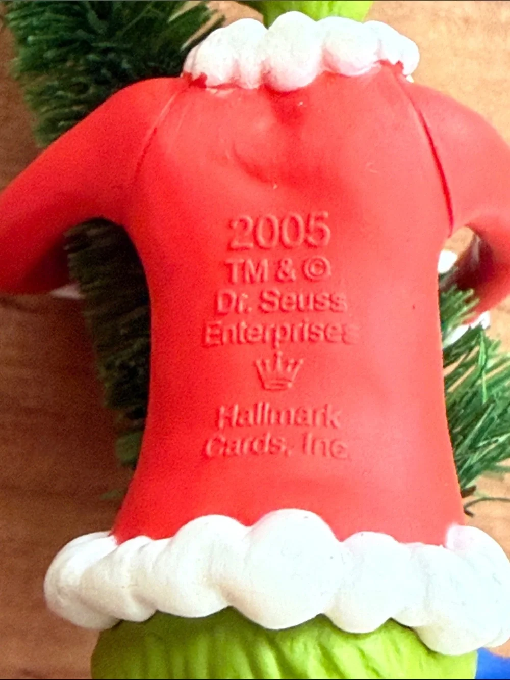 Vintage 2005 Hallmark Dr. Seuss Grinch Tree Napper At Work Christmas Ornament